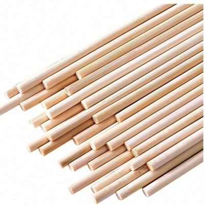 25/50 PCS Dowel Rods Wood Sticks Wooden Dowel Rods ,Natural Wood Craft Sticks,Unfinished Bamboo Sticks - for Crafts and DIYers,Natural Wood Craft Sticks