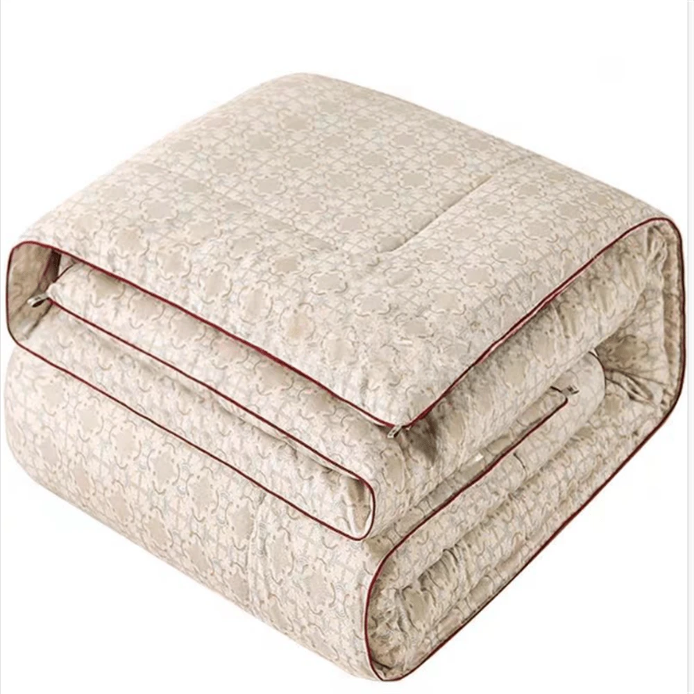 1件纖維被子,適用於春,秋和冬季,全季節被子,核心以大豆纖維製成,空調毛毯 - 咖色 - 查看 1