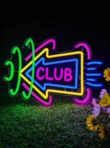 俱樂部霓虹燈,俱樂部霓虹燈,1 件壓克力材料 Led 俱樂部霓虹燈,可用作酒吧裝飾,派對裝飾,牆壁背景裝飾,遊戲室裝飾,可調節亮度俱樂部霓虹燈情人節禮物男士洞穴,酒吧派對裝飾裝飾 - 彩色 - 查看 1