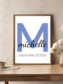 1pc Customized Initial Letter Print, Can Print Name, Personalized Canvas Wall Art With Name/Initial Print, Nursery Decor, Birth Commemorative Painting, Frameless Canvas, Optional Frame, Slow Life Style, Customized Wall Art, Retro Style, Multifunctional, Durable, Decorative, Reusable, Exquisite, Fashionable, High Quality, Vibrant Colors, Modern, Customized, Personalized - Multicolor - View 11