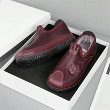 女士妈妈鞋，保暖内衬，舒适，鞋面，百搭，永不过时的便鞋 - 紅色 - 查看 3