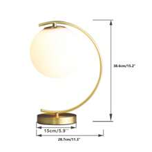 KCO Lighting Mid-Century Bedside Table Lamp Modern Glass Ball Desk Lamp Gold Reading Lamp Moon Shape Metal Table Light for Bedroom Living Room Office