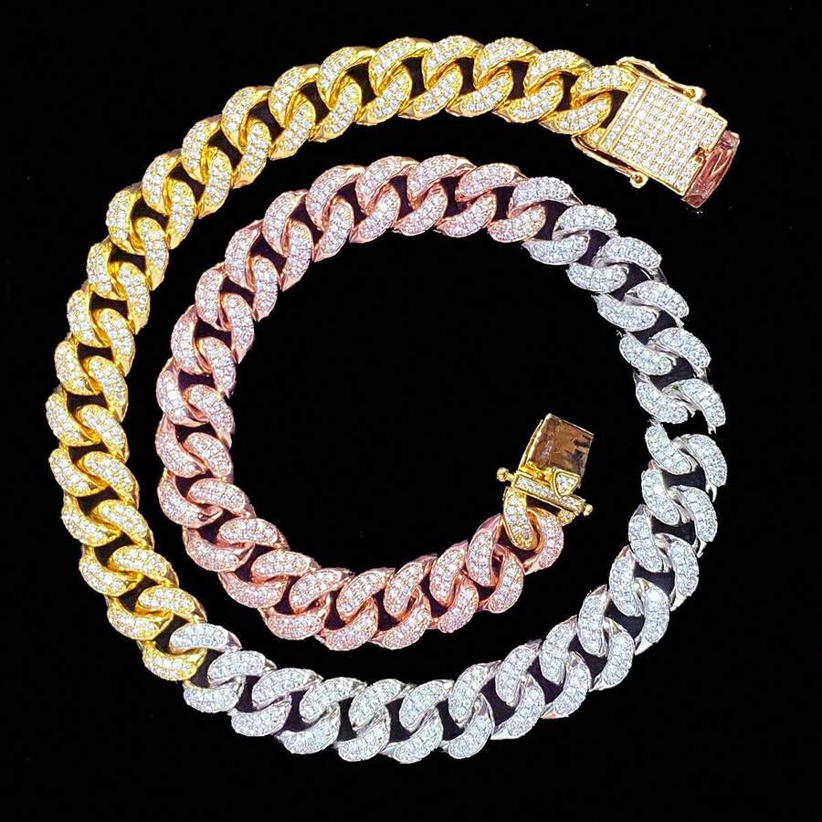 1 Piece Men's 20mm Heavy Mixed Color Miami Necklace Choker Iced Cubic