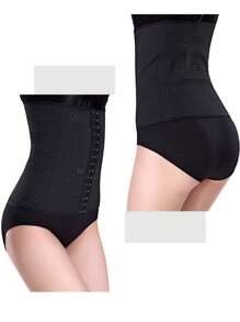 1 件鏤空透氣收腹帶適合女士腹部恢復產後腰部訓練器束腹帶 - 黑色 - 查看 3