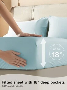 Cooling Breathable Bamboo_ Bed Sheets Set - 1800 Thread Count Super Silky Soft with 16 Inch Deep Pocket, 4 Piece California King/King/Queen/Full