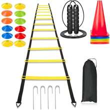 Equipo de Entrenamiento de fútbol de 32 Piezas,Kit de Entrenamiento Conos de Entrenamiento Entrenamiento de la Escalera de Agilidad, para el Entrenamiento de fútbol, béisbol y Juego de pies - Multicolor - Ver 1