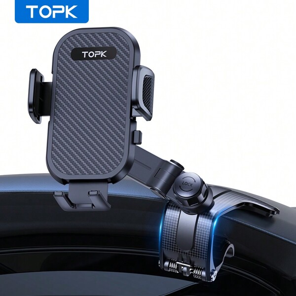 TOPK TOPK D42-J Phone Car Holder Mount for Dashboard , 360 Degree Adjustable Cell Car Phone holder with Anti-slip Silicone Clip for All Smartphone