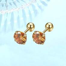 1 Par De Pendientes De Acero Inoxidable Plateado Y Circonio Cúbico De Moda Para Hombres Y Mujeres, Pendientes Suaves Y Cómodos De Bola Redonda Retorcida De 4 Garras Para El Hueso De La Oreja, Se Pueden Usar Mientras Duermen Y Nadan, No Es Necesario Quitárselos, Plateados, 3 Mm/4 Mm/5 Mm/6 Mm/7 Mm/8 Mm