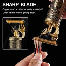 男士多功能电动剃须刀，带剃须刀，1 件，金色，USB 充电式理发器，精确 T 型刀片修剪器，男士专业理发师理发器，电动无绳理发机，胡须剃须刀，美容套装 - 父亲节、生日和圣诞节礼物，男士美容套装 - 金色 - 查看 6