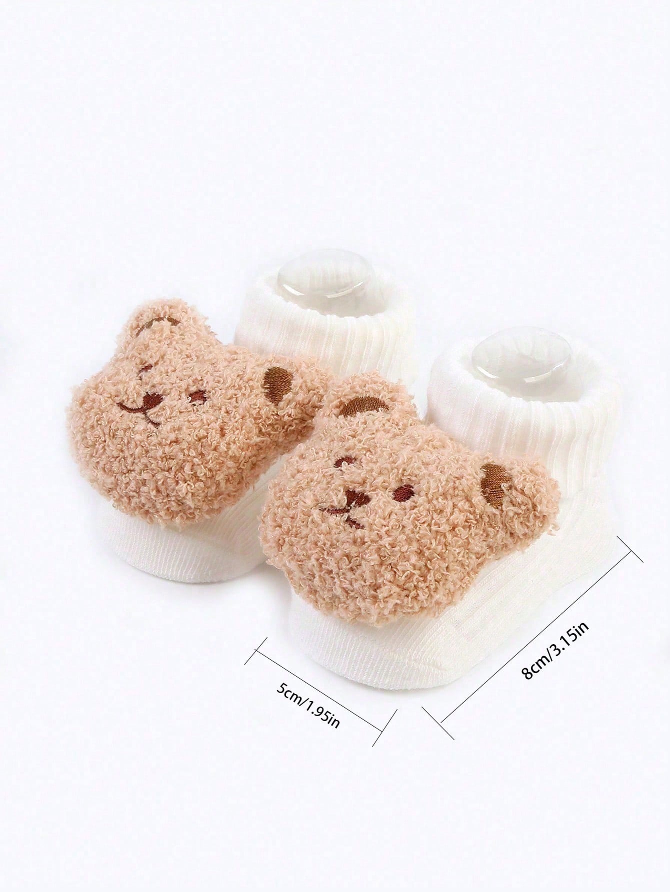 1pair Newborn Baby Socks, Cute Bear Design Mid-calf Floor Socks