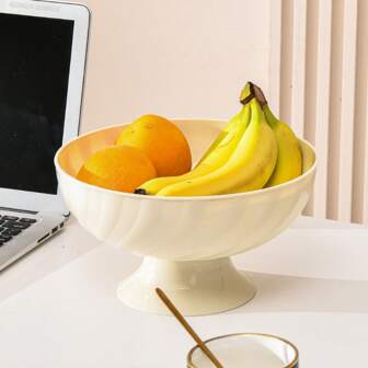 1pc Plastic High-foot Clear Draining Fruit Basket, Suitable For Living Room Coffee Table And Snack Serving Without Lid