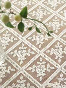 1塊復古桌布套布,背景為蕾絲,法國復古咖啡桌的桌布,輕奢白色蕾絲桌布,ins風格的床頭櫃套布 - 白色 - 查看 4