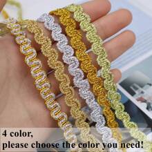 ZNZAKKA Adorno De Encaje De Trenzado De Encaje Metálico Dorado Claro, Cinta De Trenzado De Encaje Para Manualidades Y Costura Diy 5 Yardas - Dorado claro - Ver 2