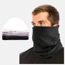 1頂男士假開司米毛絨雙用頸暖帽子頂針織圍巾冬季戶外配件防風耳保暖帽 - 黑色 - 查看 1