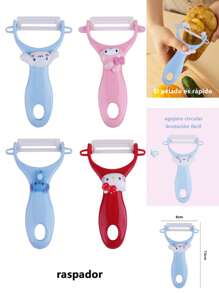 2 PZ Pelador de frutas de cerámica con pegatinas de dibujos animados. - Multicolor - Ver 1