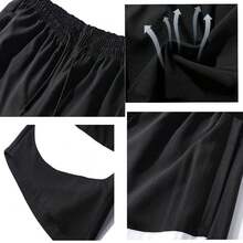 Short Elástico Deportivo Con Estampado De cintura Con Cordón Para Hombre - Rojo - Ver 5