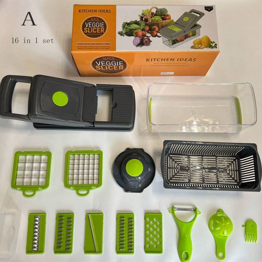 1set Multifunctional Manual Pressing Vegetable Slicer & Cutter For