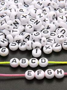 100 cái/Lot    7x4mm Trắng Tròn A-Z Chữ cái Lá thư Acrylic Lỏng lẻo Spacer Hạt Đối với Làm đồ trang sức DIY Vòng tay Phụ kiện - hình tròn dẹt - Xem 4