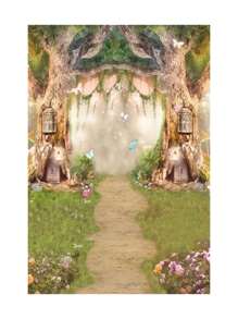 1個婚禮浪漫愛情主題卡通風景攝影背景幕布,情人節派對必備 - 彩色 - 查看 4