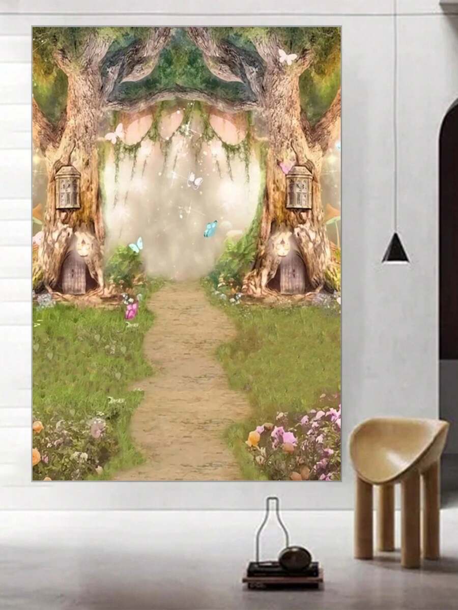 1個婚禮浪漫愛情主題卡通風景攝影背景幕布,情人節派對必備 - 彩色 - 查看 1