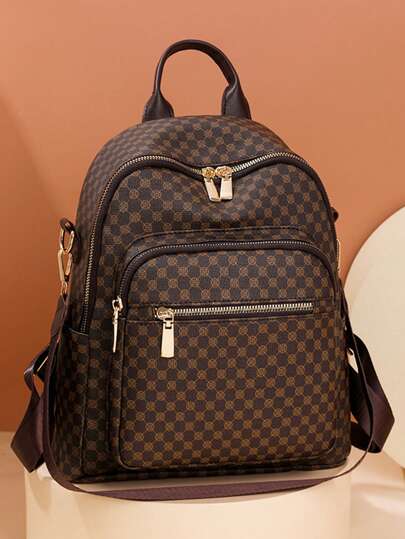 حقيبة ظهر كلاسيكية من جلد PU مطبوعة للنساء، تصميم متعدد الأغراض لحقيبة يد أنيقة للسيدات، حقائب كتف للسفر، حقائب ظهر ماء عملية عتيقة لجامعة الأعمال، حقائب الكتب لعطلة نهاية الأسبوع والسفر، حقائب مدرسية، سعة كبيرة، محمولة، بها جيب للكمبيوتر المحمول، مناسبة للفتيات المراهقات والنساء وطلاب الكليات والأولاد والرجال والطلاب المدارس الابتدائية والمدارس المتوسطة والمدارس الثانوية والعمل ورجال الأعمال والتنقل والخروجات شنطه جامعه شنط جامعات شنطة ظهر للسفر حقيبه جامعه