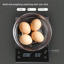 1 pieza Escala electrónica de café y alimentos de precisión de 0.1g con temporizador y pantalla táctil de alta precisión para cocina, pesaje de alimentos y horneado, escala portátil y multifunción para ingredientes de pasteles, actualización de calidad italiana