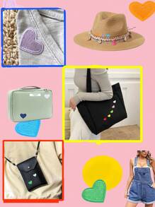 12入組/套隨機顏色迷你愛心形狀diy熱封補丁 - 彩色 - 查看 3