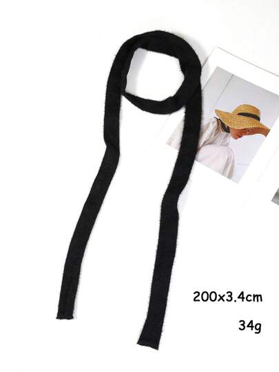 1pc Women's Faux Rabbit Fur Silk Ribbon Neck Warmer With Bow Tie, Double Layered Scarf For Winter Accessories Women