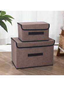 Conjunto de 6 Cajas Organizadoras Tela, Cajas de almacenaje Plegable, Cubos de Almacenamiento Organizadores de Contenedore para Ropa Juguetes Libros - Marrón - Ver 6