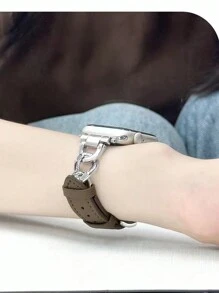 1 条 Apple Watch 表带金属牛仔链银色缝线皮革表带棕色，兼容 Apple Watch Series Ultra 2/1 S 9/8/7/6/5/4/3/2 Se，尺寸 38 毫米 40 毫米 41 毫米 42 毫米 44 毫米 女款，备注：适合腕长 120 毫米 - 180 毫米，更适合纤细手腕，时尚 Ins 风格，透气柔软，佩戴舒适。Apple WatchBand - 摩卡棕 - 查看 8