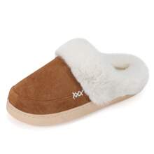 NineCiFun Men and women's home plush lining with suede upper, rubber sole slippers for warmth and comfort, thick sole indoor and outdoor slippers - 棕色 - 查看 7