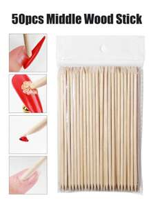 50 que đẩy biểu bì bằng gỗ cỡ trung màu cam dùng để làm móng tay, dụng cụ loại bỏ biểu bì, chăm sóc móng chuyên nghiệp, dụng cụ làm móng, dụng cụ làm móng, dụng cụ nghệ thuật làm móng, trở lại trường, làm móng, dụng cụ làm móng để ấn vào móng tay - Màu be - Xem 1