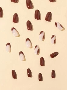 新款式96pcs/4盒法式長杏仁形假指甲套裝,含果凍膠和指甲文件的美甲套裝 - 彩色 - 查看 4