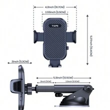 TOPK Phone Holder For Car, Cell Phone Mount For Car Dashboard Windshield Compatible With IPhone Android Smartphones - Black - View 3