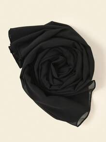 1 pièce Foulard en chiffon doux et unicolore en fausse perle pour femmes, pour un usage casual, convient pour une utilisation quotidienne en tant que bandeau, hijab doux pour femmes en abaya voile - Noir - Voir 5
