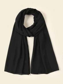 1 pièce Foulard en chiffon doux et unicolore en fausse perle pour femmes, pour un usage casual, convient pour une utilisation quotidienne en tant que bandeau, hijab doux pour femmes en abaya voile - Noir - Voir 4