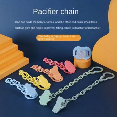6pcs/Set Baby Pacifier Clips, Plastic Pacifier Chains, Suitable For Infants, Assorted Colors And Patterns