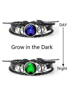 12星座魅力發光手鍊男女時尚多層編織皮手鍊手鐲生日禮物 - 12 星座 - 查看 4