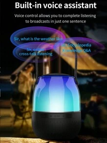 便攜式高功率露營燈無線喇叭,長續航,重低音和7種led燈光氛圍效果,並附帶一個無線麥克風,適用於家庭聚會,派對等等 - 白色 - 查看 5