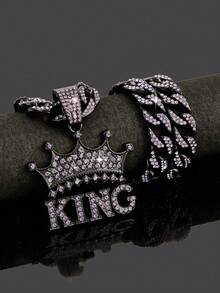 1入組朋克搖滾風格皇冠形男女皆宜吊墜項鍊,適用於各種場合 - 皇冠KING - 查看 12