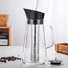 玻璃釀茶壺,具有耐熱手柄和不鏽鋼沖泡器,分離茶葉和水,適用於冷泡咖啡 - 透明 - 查看 3