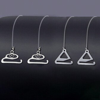 2pairs/Set Transparent Heart & Triangle Shaped Bra Straps, Mix Style, Metal Hook, Invisible & Traceless Spaghetti Strap For Bra, Lingerie, Off Shoulder Straps