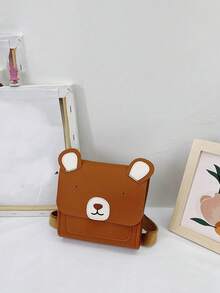 Trẻ em Phim hoạt hình dễ thương Túi đeo chéo , Đúng mốt Gấu Hoạt hình Mini Cái túi , Dễ thương Da giả Ba lô - màu nâu - Xem 4