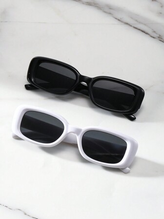 2 st. moderiktiga unisex y2k strand sommar fyrkantiga bågar mode glasögon fotografering dagligen viktiga casual solglasögon accessoarer strandtillbehör glasögon solglasögon för sommar strandsemester, utomhus, resor