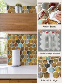 Hexagon Backsplash Tile for Kitchens, Bathrooms and Living Rooms - Thickened Design - Multicolor - View 5