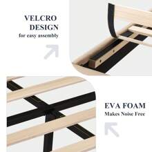 Allewie Twin/Full/Queen/King Size Platform Bed Frame With Fabric Upholstered Headboard And Wooden Slats Support, Fully Upholstered Mattress Foundation, No Box Spring Needed, Easy Assembly, Beige - 米色 - 查看 4
