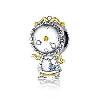 WOSTU 1pc S925 Sterling Silver Fairy Tale Series Magic Clock Bead Charm For Women DIY Bracelet And Necklace Fine Jwelry Making