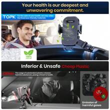 TOPK 手機車支架安裝適用於,360度可調節手機車載支架帶防滑矽膠夾適用於全部手機
