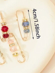 Crystal 6pcs Ladies Fashionable Scarf Rhinestone Beads Decor Lapel Clothes Skirt Waistband Pants Tighten Scarf Shawl Clasp Adjustment Vintage Buckle No-Sew Button Brooches Chest Prenent Slipping Pin Shawl Safety Tightening Waistline Fixer Collar Needle Pin Reduce Waist Clip Size Anti-Light Exposed Outfit Casual Accessory For Daily Decoration