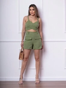 Women Two-piece Outfits - màu xanh lá - Xem 2